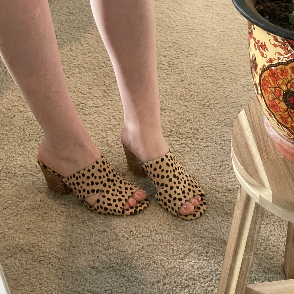 Madewell Dotted Calf Hair Cutout Mules